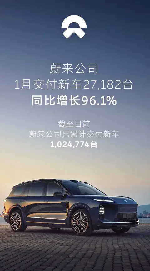 蔚来、小鹏、理想1月份销量数据